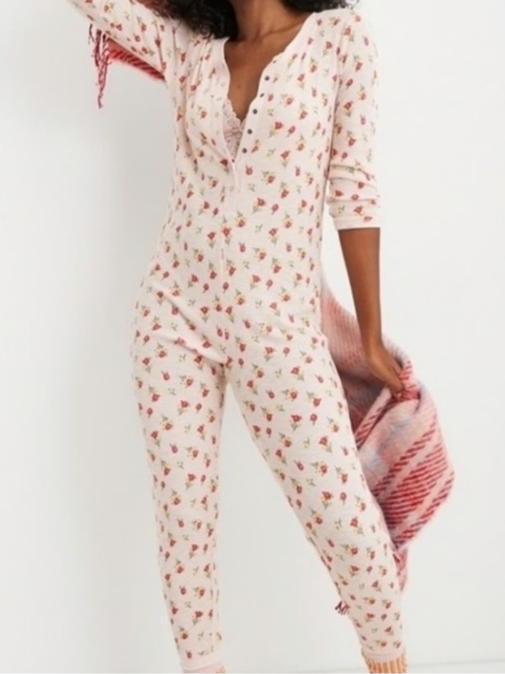 Aerie Cream Floral Onsie PJ